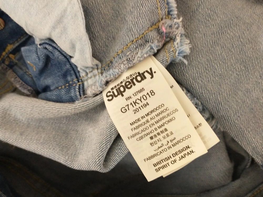 Vintage Superdry Blue Denim Pixie Dungarees Shorts Size XS - Picture 13 of 14